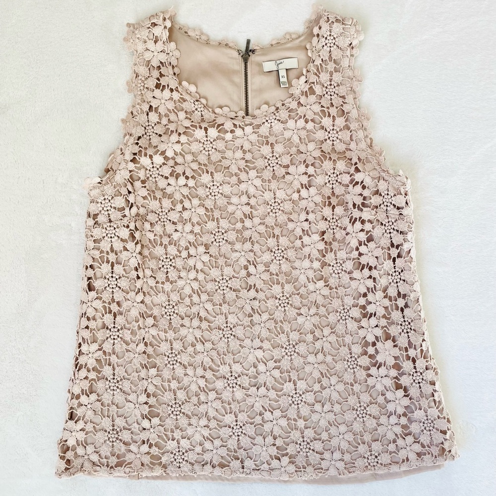 Joie Blush Lace Floral Sleeveless Top - XS